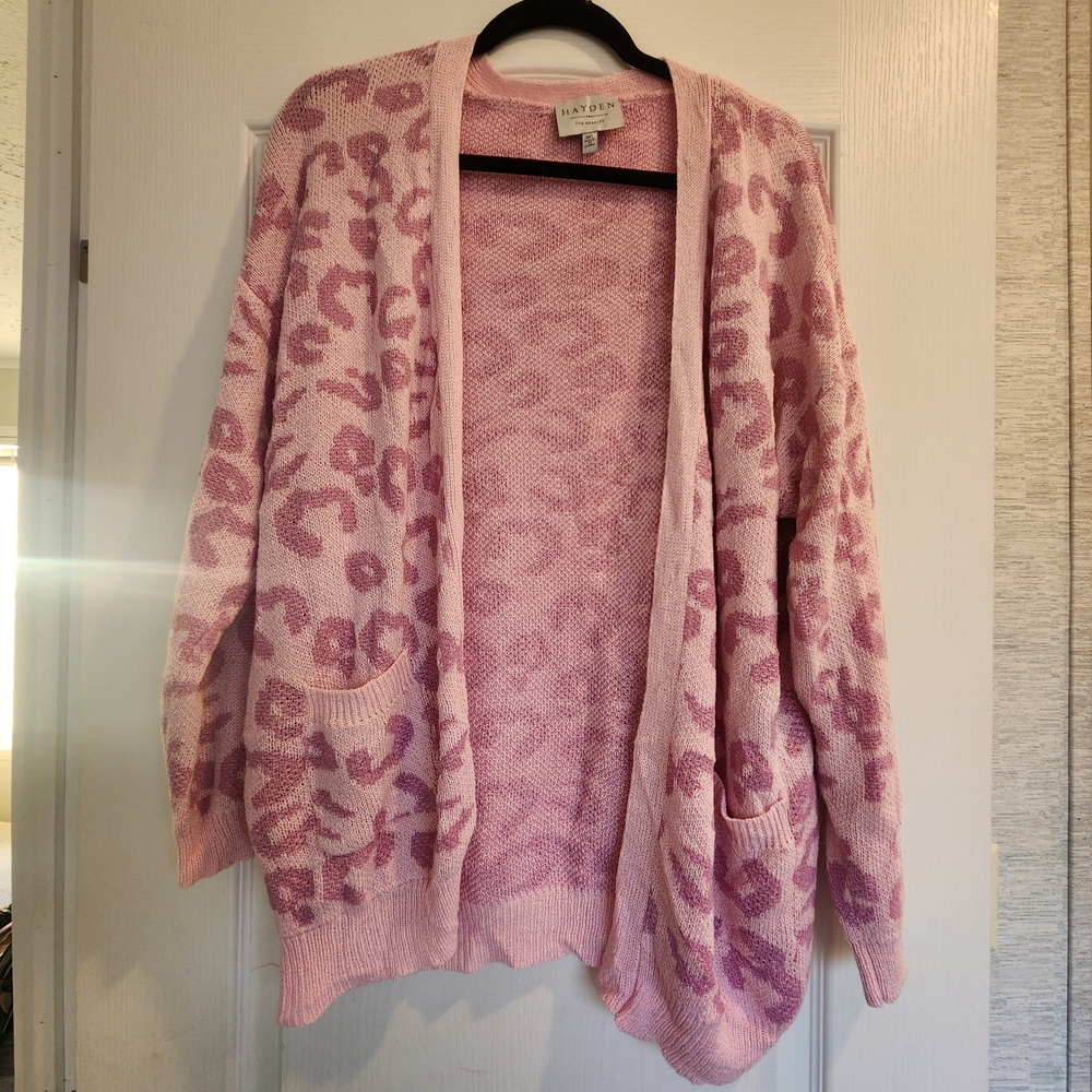 Hayden Pink Animal Print Women's Cardigan Size M/L Euc